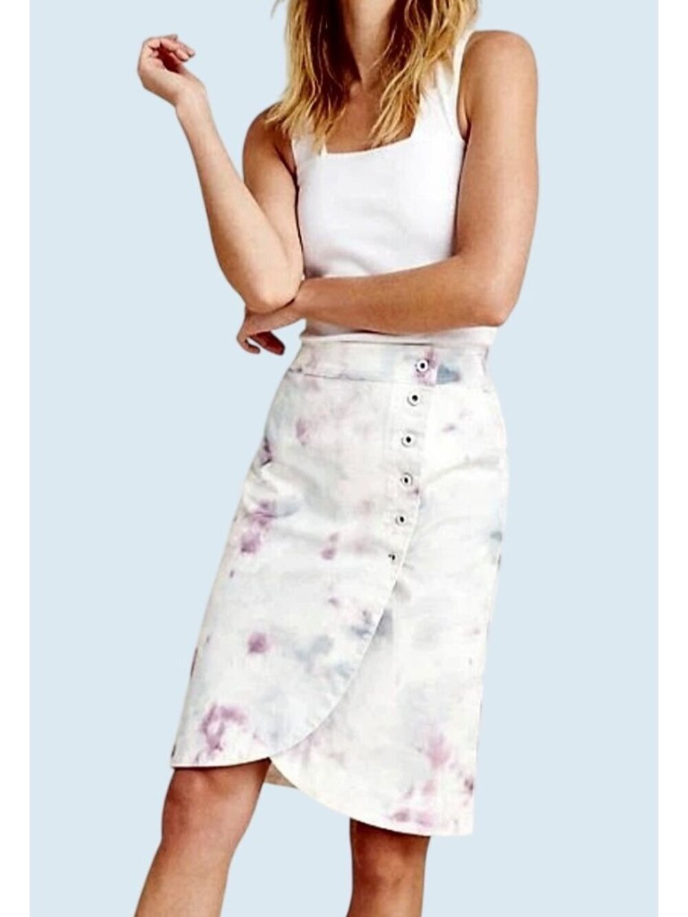 ANTHROPOLOGIE Kimmie Tie Dye Tulip Hem Pencil Skirt Sz 0